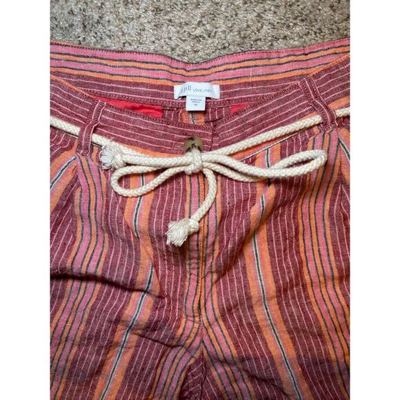 J. Jill - Linen Multi-colored Striped Shorts with Adjustable Belt - Picture 3 of 12